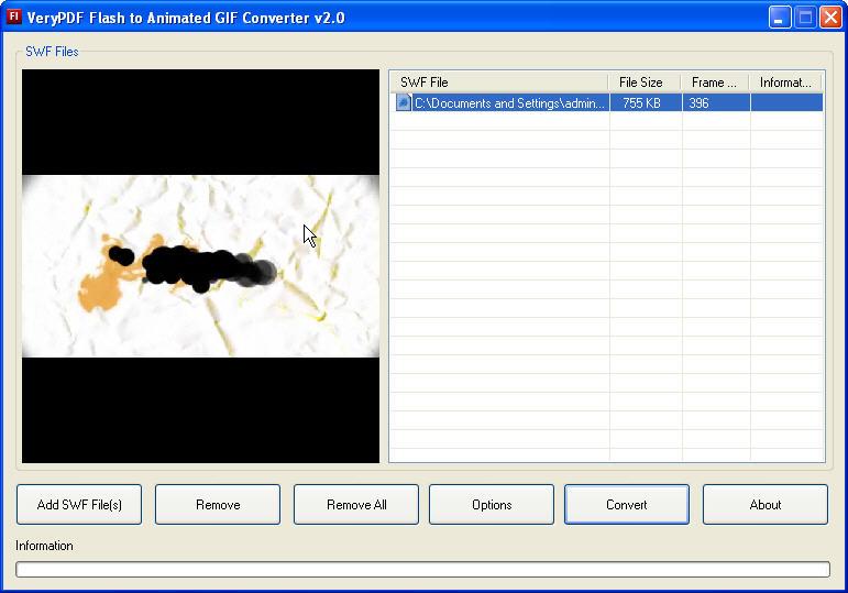 SWF to GIF Batch Creator interface snapshot